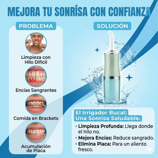 OralFlow™ | Irrigador Bucal Portátil - Limpieza Profunda Profesional 🦷
