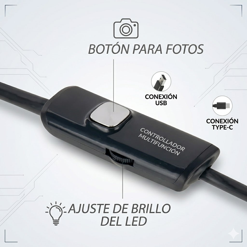 Cámara Endoscópica Impermeable de 5 Metros con 6 Luces Leds