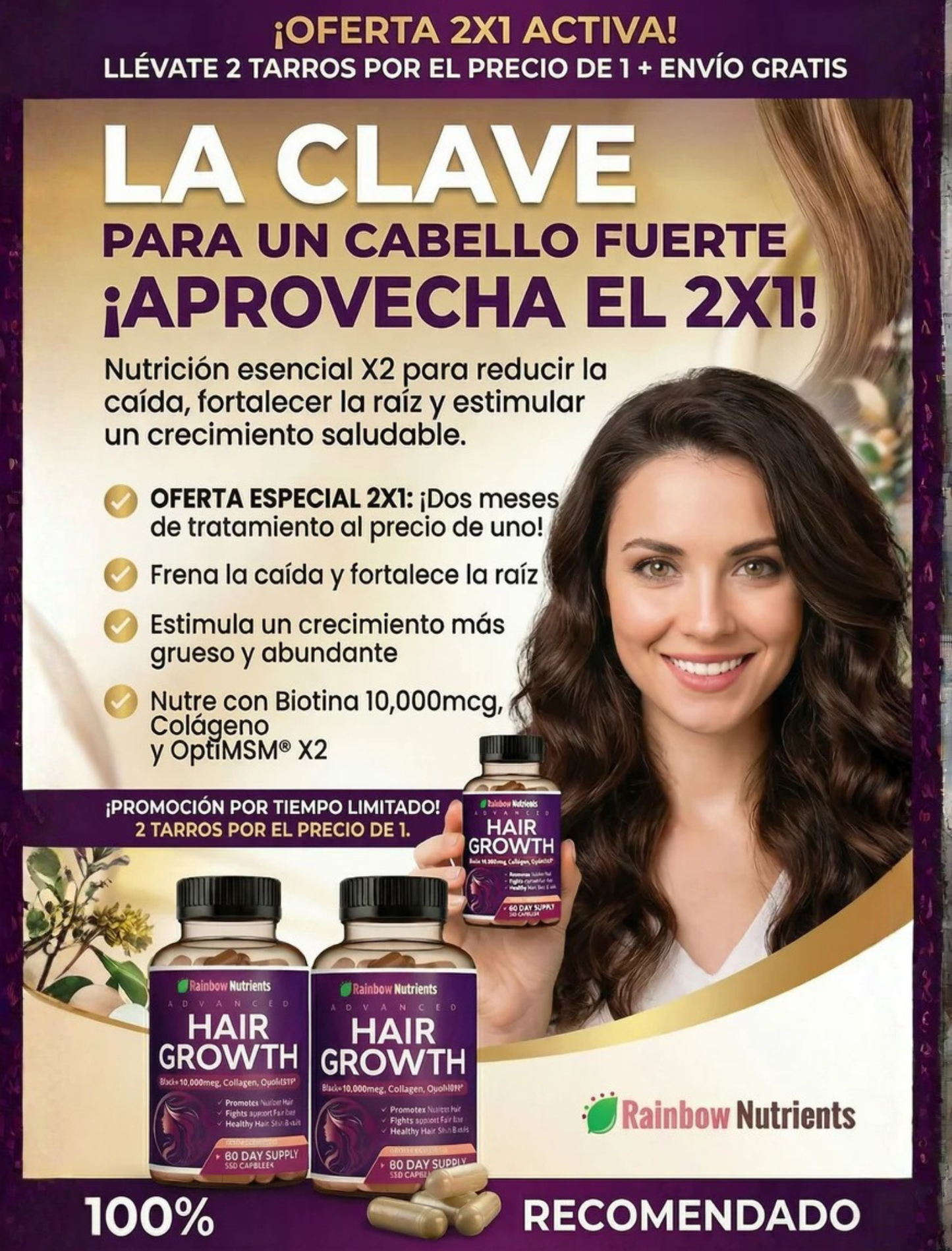 🔥2X1 | HAIR GROWTH - Miles en Ecuador ya lo usan para detener la caída del cabello